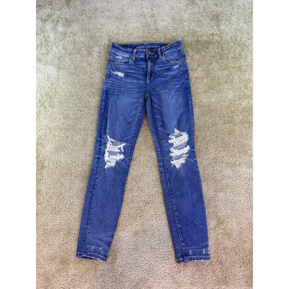 American Eagle Jeans Womens 4 Short High Rise Jegging Distressed Stretch D543